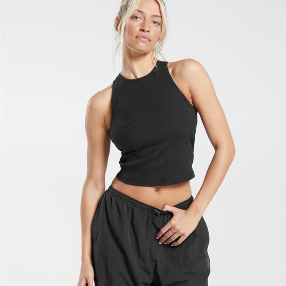 Gymshark COTTON RIB MIDI TANK black size medium